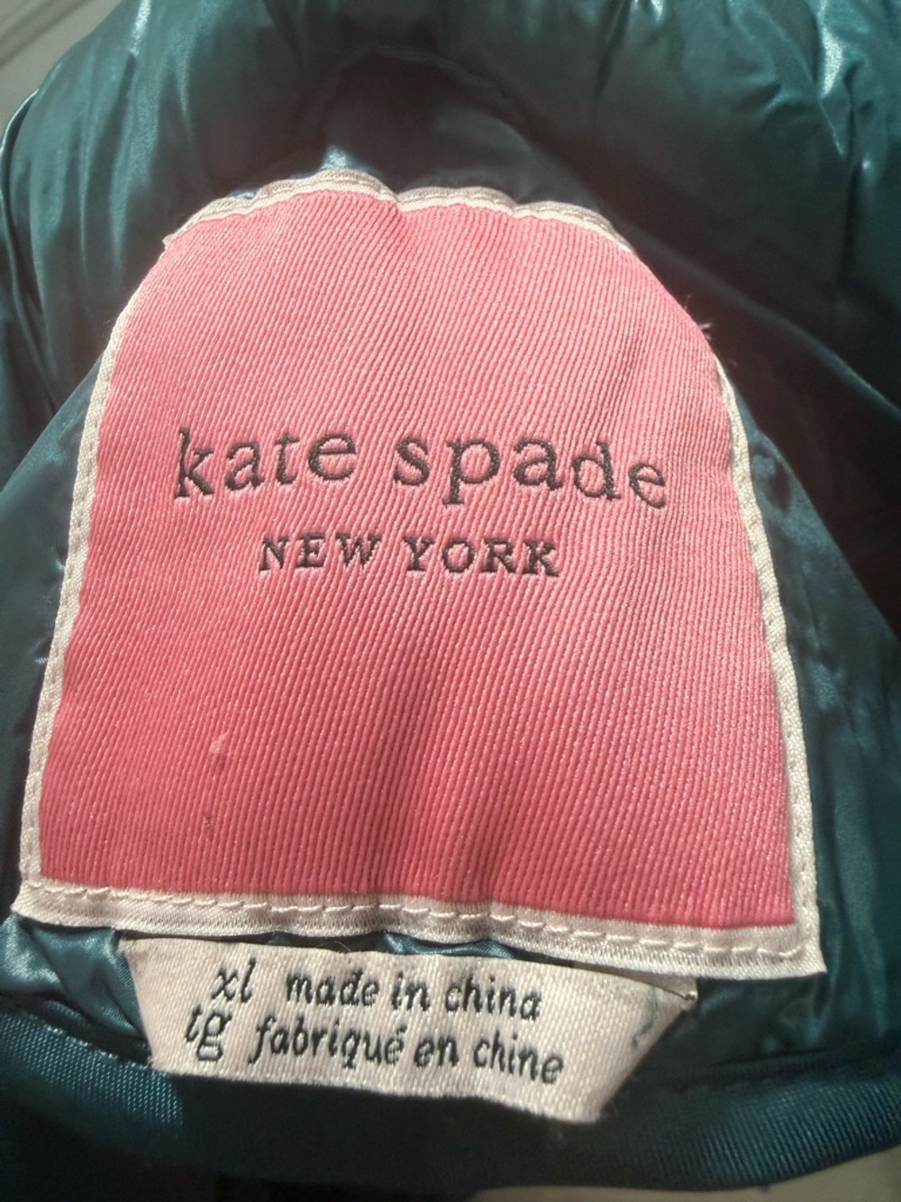 kate spade Teal Lightweight Quilted Packable hooded Puffer coat (XL) - Picture 10 of 16